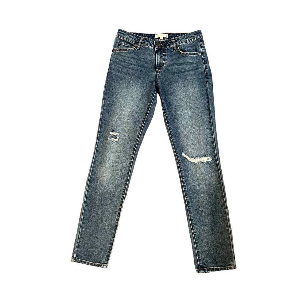 Harper Heritage Womens 26 Mid Rise Girlfriend Jeans Straight Leg Distressed